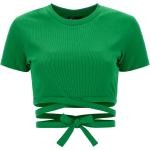 Top corti scontati verdi XL di cotone mezza manica per Donna Freddy 