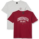 Crosshatch Oldskool T-Shirt, Rosso/Grigio Marl, XXL Uomo