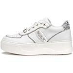 Sneakers larghezza E casual bianche numero 36 con glitter con stringhe con tacco da 5 cm a 7 cm per Donna Cult 