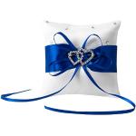Cuscini eleganti blu di raso per cerimonia portafedi 