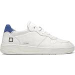 D.A.T.E. Scarpe Sneaker Court Uomo, Pelle, Bianco, Talloncino Blu, 41