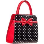 Dancing Days Carla Retro Bag 50s Rockabilly Polka Faux Leather Top Handle Handbag Black & Red