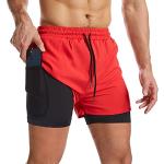 Shorts casual rossi XXL taglie comode traspiranti da running 