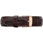 Daniel Wellington Classic York Cinturino Unisex Adulto, 18mm, in Pelle, Marrone/Oro Rosato
