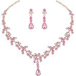 Set orecchini eleganti rosa di cristallo per festa per Donna 