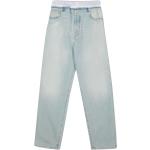 Jeans boyfriend classici bianchi di cotone con strass 