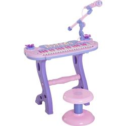 DecHome Pianola Giocattolo con Sgabello e Microfono Karaoke Playset per Bambini da 3+ Anni colore Rosa - 11ek390