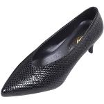 Sandali bassi larghezza E eleganti neri numero 40 di pelle con punta quadrata con tacco sopra i 9 cm per Donna 