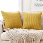 Cuscini senape 50x50 cm in velluto a coste per divani 