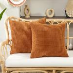 Cuscini arancioni 45x45 cm in velluto a coste per divani 