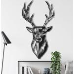 Adesivi murali 3D neri in acciaio a tema cervo 