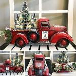 Decorazioni natalizie per camion rosso in fattoria, camioncino rosso vintage per fattoria con alberi di Natale (rimovibile) per decorazioni per centrotavola per la tavola di casa Forniture natalizie