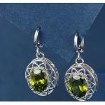 Orecchini classici verde oliva di vetro a cerchio per Donna 