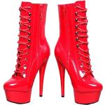 Stivali larghezza E eleganti rossi numero 38 con stringhe con tacco sopra i 9 cm con plateau per Donna Demonia 