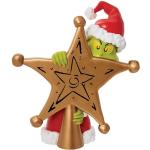 Department 56 Dr. Seuss - Puntale scolpito per albero di Natale, motivo: il Grinch che si nasconde dietro una stella, 21 cm, multicolore