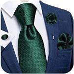 Cravatte artigianali casual verde smeraldo di seta paisley per Natale per Uomo 