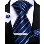 Cravatte tinta unita casual blu navy di seta a righe per Natale per Uomo 