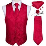 Cravatte artigianali eleganti rosse di seta paisley lavaggio a mano per cerimonia per Uomo 