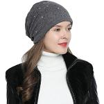 Cappelli invernali grigio scuro di pile con paillettes a tema orso per Donna DonDon 