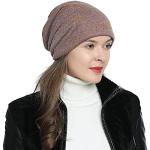 Cappelli invernali marrone chiaro di pile con paillettes a tema orso per Donna DonDon 