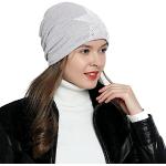 Cappelli invernali grigio chiaro di pile con paillettes a tema orso per Donna DonDon 