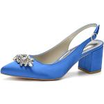 Sandali gioiello larghezza A eleganti blu numero 38 di raso con strass con fibbie per matrimonio per Donna 
