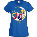 Magliette & T-shirt blu reale M di cotone con scollo rotondo per Donna Trvppy Sailor Moon 