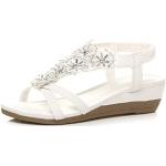 Sandali gioiello larghezza A bianchi numero 38 con tacco da 3 cm a 5 cm per Donna Ajvani 