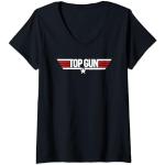 Top Gun White Classic Logo Maglietta con Collo a V