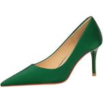 Stivali verdi numero 34 di gomma tinta unita con punta aperta con allacciatura elasticizzata per ballo con tacco per Donna 