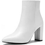 Stivali larghezza A scontati eleganti bianchi numero 40 di gomma con cerniera tacco a blocco antiscivolo con tacco per Donna Dream Pairs 