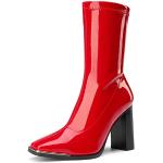 Stivali con cerniera scontati rossi numero 40 con cerniera con tacco sopra i 9 cm tacco a blocco per Donna Dream Pairs 