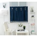 Tende blu scuro di cotone lavabili in lavatrice a tema farfalla 2 pezzi per finestre 