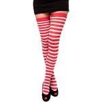 DRESS ME UP - Carnevale Cosplay Calze Overknee Calze al Ginocchio Calze a Righe Ragazza Rosso Bianco W-001-red