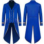 Cardigan lunghi steampunk blu 3 XL taglie comode di pelle con strass impermeabili traspiranti manica lunga per Uomo 