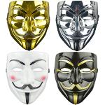 DWTECH Confezione da 4 maschere anonime per Halloween V per Vendetta, feste, Settimana mondiale del libro, kit di Halloween per Halloween, cosplay e feste