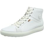 Sneakers alte larghezza E scontate eleganti bianche numero 43 di pelle con stringhe per Donna Ecco Soft 7 