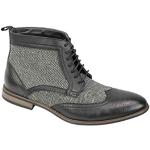 Ecopelle Uomo Tweed Classic Oxford Brogue Boots Formal Lace Vintage Scarpe [A2244H-BLACK-GRAY-42]