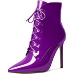 Stivali larghezza A eleganti viola numero 37 in pelle di camoscio con cerniera tacco stiletto con tacco per Donna Edefs 