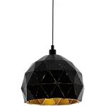 EGLO Roccaforte Lampadario a 1 luce, lampada a sospensione in metallo nero e oro, attacco E27, diametro 30 cm