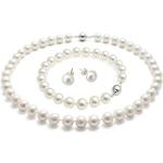 TreasureBay Set bracciale e orecchini a forma di patata per donna, collana di perle d'acqua dolce bianche, 8-9 mm, (bianco)