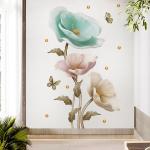 Adesivi murali in similpelle a tema orchidea con farfalle 