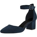 Sandali gioiello larghezza E eleganti blu numero 40 di pelle con strass con cerniera tacco a blocco antiscivolo per Donna 