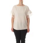 Magliette & T-shirt scontate bianche L di cotone con scollo tondo mezza manica con scollo rotondo per Donna ELENA MIRÒ 