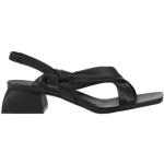 Sandali neri numero 40 tinta unita con punta quadrata con allacciatura elasticizzata con cinturino per Donna Elvio Zanon 