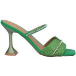 Sandali gioiello larghezza A verdi numero 35 tinta unita con glitter con punta quadrata tacco a rocchetto per Donna Emanuelle Vee 