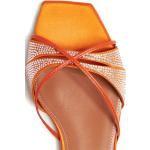 Sandali gioiello arancioni numero 37 in pelle di vitello con strass con punta aperta con allacciatura elasticizzata 