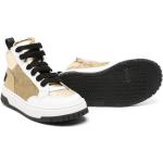 Sneakers alte larghezza E scontate nere numero 34 di gomma con glitter con stringhe per Donna Moschino Kids 