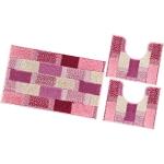 Set tappeti rosa in polipropilene da lavare a mano 3 pezzi da bagno Emmevi 