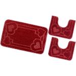 Set tappeti rossi in polipropilene lavabili in lavatrice 3 pezzi da bagno Emmevi 